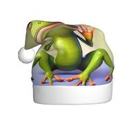 BLWSLC La divertente rana che fa yoga cappelli di Babbo Natale stampati, cappelli decorativi, adatti per feste di Natale e Capodanno, spettacoli teatrali