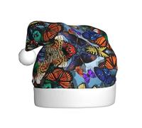 BLWSLC La farfalla di colore disegnata a mano ha stampato il cappello di Natale festivo del cappello di Natale adulto adatto per le vacanze di Capodanno e le feste all'aperto