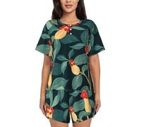 BLWSLC Life Fruit on the Vine - Set pigiama da donna con maglietta a maniche corte e pantaloncini, set pigiama da 2 pezzi, Nero, Medium-5X-Large