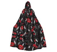 BLWSLC Lips tacchi alti stampato Halloween mantello in maschera con cappuccio mantello carnevale partito costume (lunghezza 147 cm/cappuccio altezza 38 cm)
