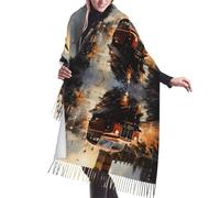 BLWSLC London Color Taxi Sciarpa da donna con nappa, sciarpa calda, perfetta da indossare sopra un cappotto, un maglione o un abito in primavera, autunno e inverno.