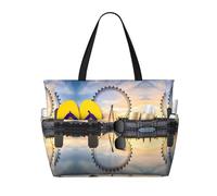 BLWSLC London Eye Borsa da spiaggia stampata borsa leggera pieghevole da piscina adatta per viaggi e palestra