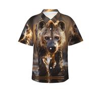 BLWSLC Lone Hyena - Camicia hawaiana a maniche corte da uomo, perfetta per vacanze al mare quest'estate, nero, M-4XL