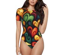 BLWSLC Love flows again - Tuta da donna a maniche corte, casual, per feste, uso quotidiano, con orlo a bottoni automatici, Nero, L