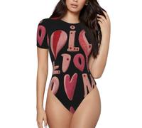 BLWSLC Love Letters - Body a girocollo da donna, a maniche corte, monopezzo, da indossare da solo o a strati, Nero, M