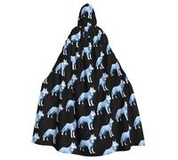 BLWSLC Mantella con cappuccio stampata Data Breach Wolf, stile lungo, adatta per cosplay, spettacoli teatrali o feste di festa.