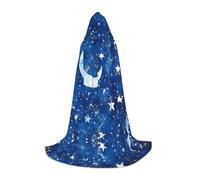 BLWSLC Mantello con cappuccio lungo e medio stampato stelle e luna per feste in vacanza, cosplay e feste in maschera