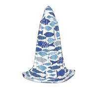 BLWSLC Mantello con cappuccio per adolescenti, con stampa di un branco di pesci, 3 taglie L, perfetto per feste e spettacoli teatrali