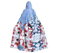 BLWSLC Mantello con cappuccio per adulti con Babbo Natale e pupazzo di neve stampato per feste adatto per spettacoli teatrali e feste
