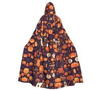 BLWSLC Mantello con cappuccio per adulti con lanterna a forma di zucca stampato per Halloween, adatto per cosplay e spettacoli teatrali