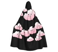 BLWSLC Mantello con cappuccio per adulti con molte nuvole sorridenti timide stampato mantello di Halloween adatto per cosplay e spettacoli teatrali