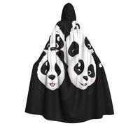 BLWSLC Mantello con cappuccio per adulti con panda che guarda il divertente mantello stampato di Halloween adatto per cosplay e spettacoli teatrali