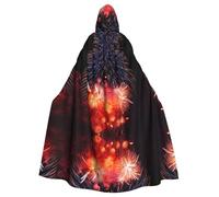 BLWSLC Mantello con cappuccio per adulti con stampa di fuochi d'artificio per feste di Halloween, grande mantello con cappuccio adatto per feste e spettacoli teatrali
