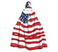 BLWSLC Mantello con cappuccio per adulti con stelle e strisce americane stampato Halloween mantello adatto per cosplay e spettacoli teatrali