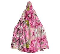 BLWSLC Mantello con cappuccio per adulti con uccellino in albero di pesco stampato mantello con cappuccio adatto per spettacoli teatrali e feste