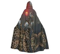 BLWSLC Mantello con cappuccio per adulti, giraffa al tramonto, con stampa, per feste e feste di Halloween, grande mantello con cappuccio, adatto per feste e spettacoli teatrali