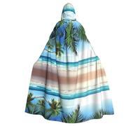 BLWSLC Mantello con cappuccio per Halloween, per adulti, con palma tropicale, hawaii, spiaggia, con stampa, adatto per feste e cosplay