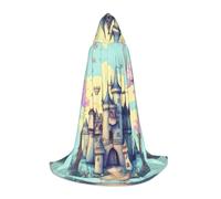 BLWSLC Mantello con cappuccio stampato castello delle fiabe per adolescenti senza cerniera mantello con cappuccio adatto per cosplay e spettacoli teatrali piccolo