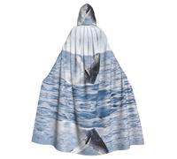 BLWSLC Mantello con cappuccio stampato con balena sopra l'acqua di mare per adulti adatto per spettacoli e feste