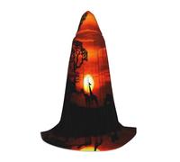 BLWSLC Mantello con cappuccio stampato con giraffa naturale al tramonto, ampio mantello con cappuccio frontale, perfetto per adolescenti e feste in famiglia, 3 taglie L disponibili