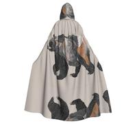 BLWSLC Mantello con cappuccio stampato con orso che cammina per adulti per feste di Halloween adatto per feste festive e spettacoli teatrali