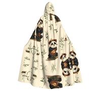 BLWSLC Mantello con cappuccio stampato con panda che gioca la pipa per Halloween, per cosplay, adatto per feste a tema cosplay