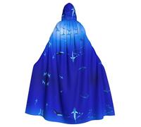 BLWSLC Mantello con cappuccio stampato con squalo che nuota sotto il mare per feste e vacanze per adulti adatto per spettacoli e feste