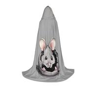 BLWSLC Mantello con cappuccio stampato con topo grigio per adolescenti senza cerniera Mantello con cappuccio adatto per cosplay e spettacoli teatrali piccolo