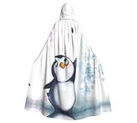 BLWSLC Mantello con cappuccio stampato I Love Penguins per feste per adulti adatto per spettacoli e feste