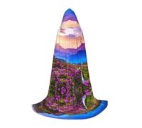 BLWSLC Mantello con cappuccio stampato paesaggio floreale montagna ampio mantello con cappuccio anteriore cravatta perfetta per adolescenti e feste in famiglia 3 taglie M disponibili
