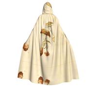 BLWSLC Mantello con cappuccio vintage per adulti, con funghi commestibili, stampati, per feste e feste di Halloween, grande mantello con cappuccio adatto per feste e spettacoli teatrali
