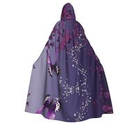 BLWSLC Mantello con cappuccio viola prugna farfalla stampato festivo mantello con cappuccio adatto per feste festive e cosplay