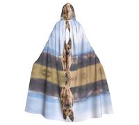 BLWSLC Mantello da pastore tedesco in esecuzione stampato per Halloween con cappuccio per adulti mantello con cappuccio senza cerniera adatto per travestimento cosplay