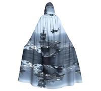 BLWSLC Mantello festivo con cappuccio stampato portaerei di Halloween adatto per feste in famiglia di Halloween