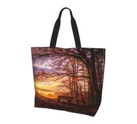 BLWSLC Maryland bandiera modello tote borsa a tracolla, borsone da viaggio per lo shopping quotidiano, spiaggia e fitness, Tramonto Di Panca Solitaria, Taglia unica