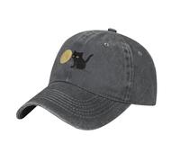 BLWSLC Moon Black Cat Black Printed Denim Baseball Cap - Adatto per sport all'aria aperta, viaggi, escursionismo, pesca, unisex., Rosa violaceo scuro, L