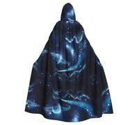 BLWSLC Moon Stars and Planets - Mantello con cappuccio per feste con stampa, per adulti, adatto per spettacoli e feste