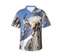 BLWSLC Mountain Goats - Camicia hawaiana da uomo a maniche corte, perfetta per vacanze al mare e feste quest'estate, nero, XXL-4XL