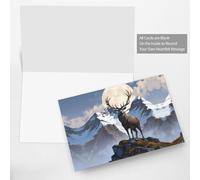 BLWSLC Mountaintop - Set di biglietti d'auguri con stampa di cervo e busta, 15,2 x 10,2 cm, colore: grigio