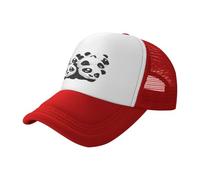 BLWSLC Panda Watching the Fun Black Printed Mesh Baseball Cap Cappello Traspirante Trucker Hat Adatto per Pesca ed Escursioni, Rosso, L