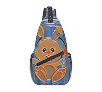 BLWSLC Piccola borsa a tracolla con stampa coniglietto bianco, borsa a tracolla da uomo, adatta per escursioni, viaggi, ciclismo