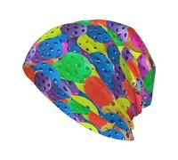 BLWSLC Pickleball Balls Colori Pattern Pattern Cappello lavorato a maglia, elastico senza orlo, caldo e adatto per casa, sci o viaggi. Nero