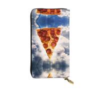 BLWSLC Pizza in The Sky Pochette lunga, portafoglio con cerniera, porta carte, borsa portatile da viaggio per riporre monete adatta per viaggi e uso quotidiano