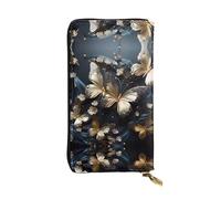 BLWSLC Pochette lunga da polso con farfalle bianche e dorate, con stampa nera, adatta per escursioni, viaggi, escursioni