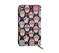 BLWSLC Pochette lunga Sugar Skulls, portafoglio con cerniera, porta carte, borsa portatile da viaggio per monete adatta per viaggi e uso quotidiano