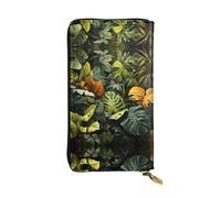 BLWSLC Pochette lunga Tropical Rainforest Palm Leaves stampato portafoglio con cerniera adatto per viaggi lavoro e partecipare a banchetti