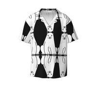 BLWSLC Polar Bear Prints, camicia da uomo a maniche corte con colletto cubano, per vacanze estive e spiaggia, Nero , S