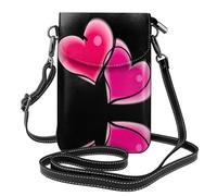 BLWSLC Portafoglio e borsa a tracolla con due cuori rosa stampati, elegante, perfetto per shopping, viaggi, campeggio e uso quotidiano.
