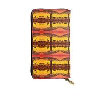 BLWSLC Portafoglio lungo con cerniera con stampa di animali africani al tramonto, adatto per viaggi, lavoro e partecipazione a banchetti