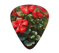 BLWSLC Red geraniums - Plettri per chitarra acustica, elettrica e musicisti, 12 plettri in 3 diversi spessori